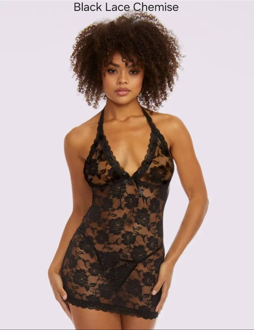 Black Lace Chemise Set