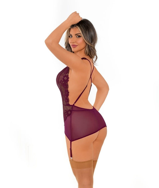 Deep V Front Bustier - Merlot