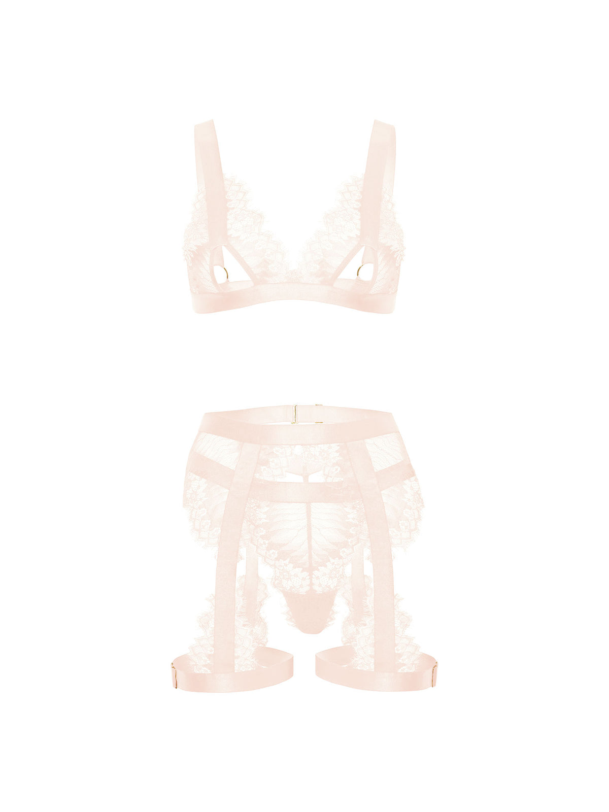 Janet Lace 3 Piece Bra Set - Silver Peony