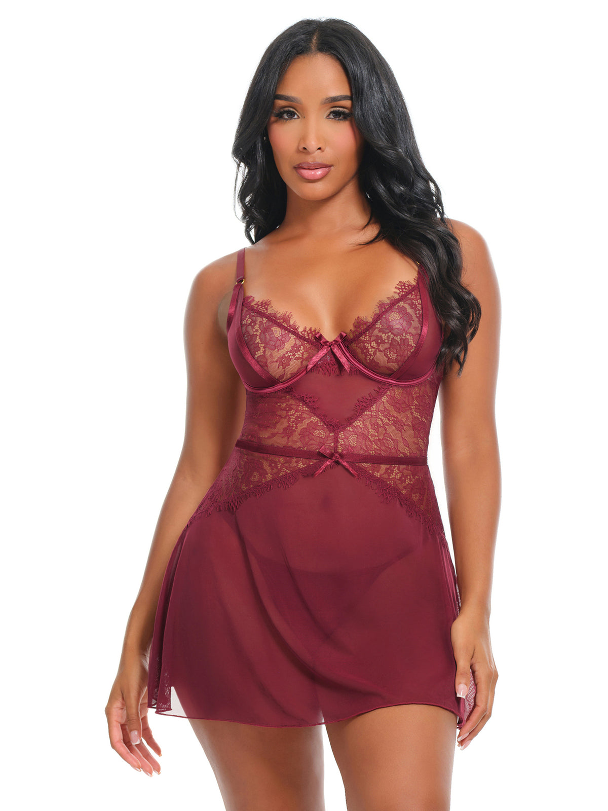 Margot Sheer Lace Babydoll Set