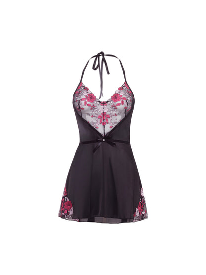 Fleur Embroidered Satin Babydoll