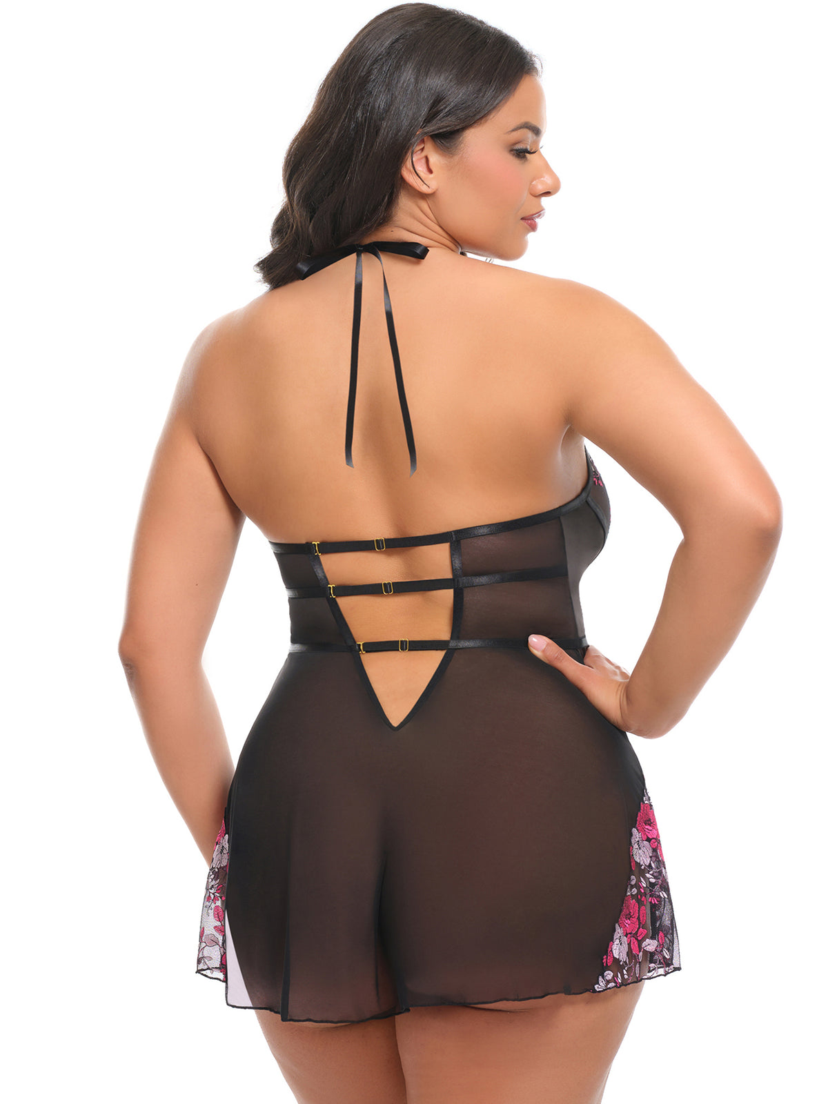 Fleur Embroidered Satin Babydoll