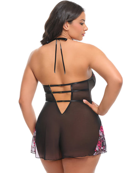 Fleur Embroidered Satin Babydoll