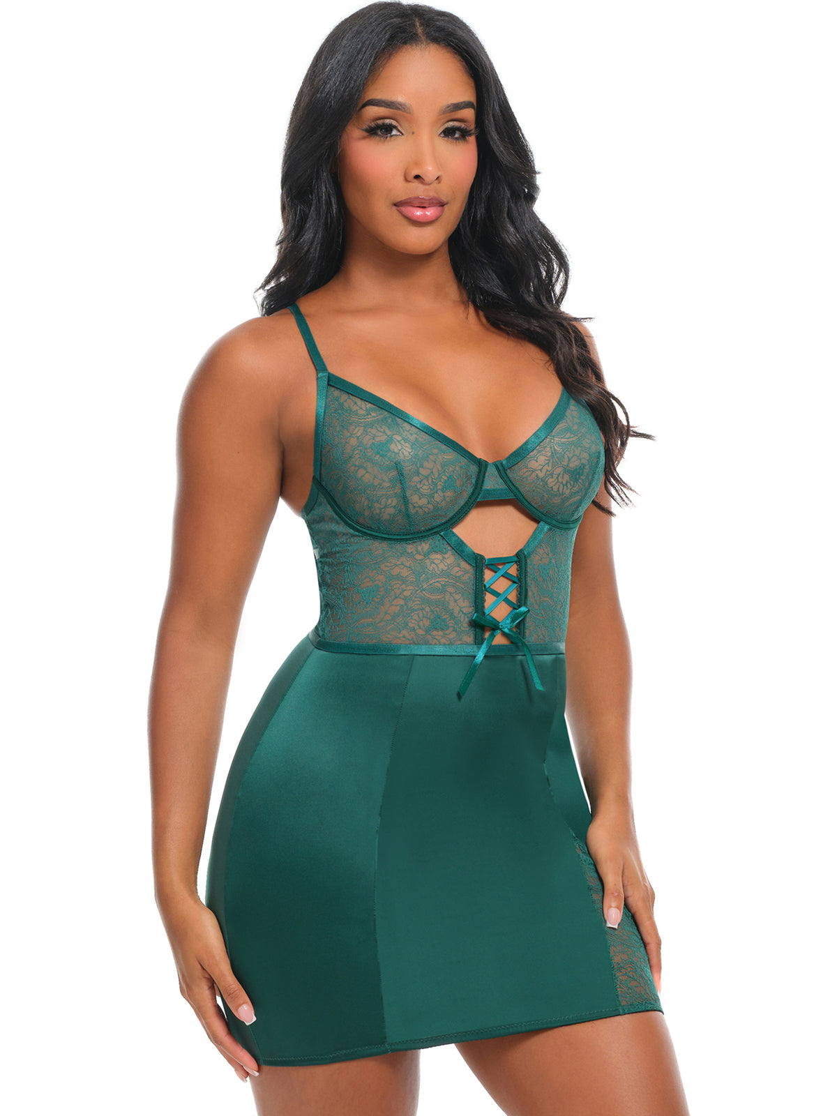 Joyce Lace & Satin Babydoll Dress