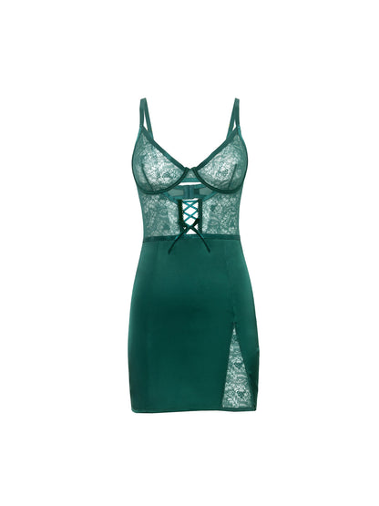Joyce Lace & Satin Babydoll Dress