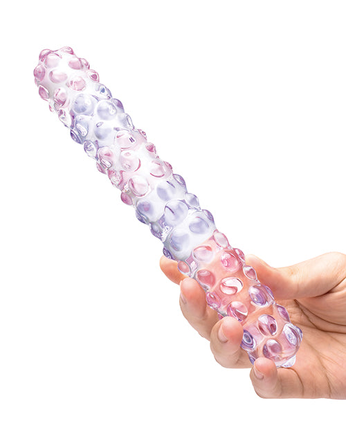 9" Purple Rose Nubby Glass Dildo
