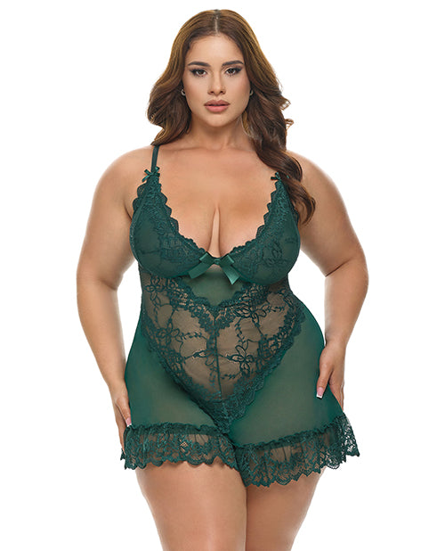 Valentine Lacey Babydoll w/G-String - Green