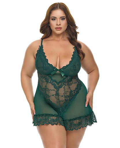 Valentine Lacey Babydoll w/G-String - Green