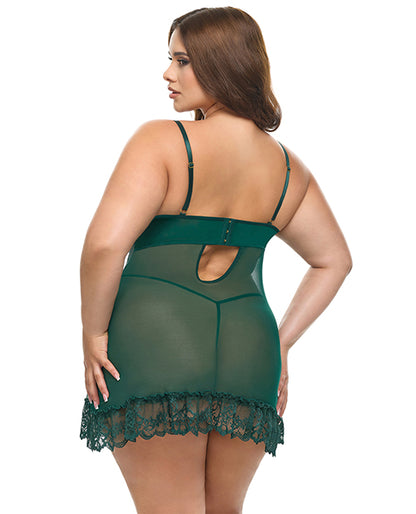 Valentine Lacey Babydoll w/G-String - Green
