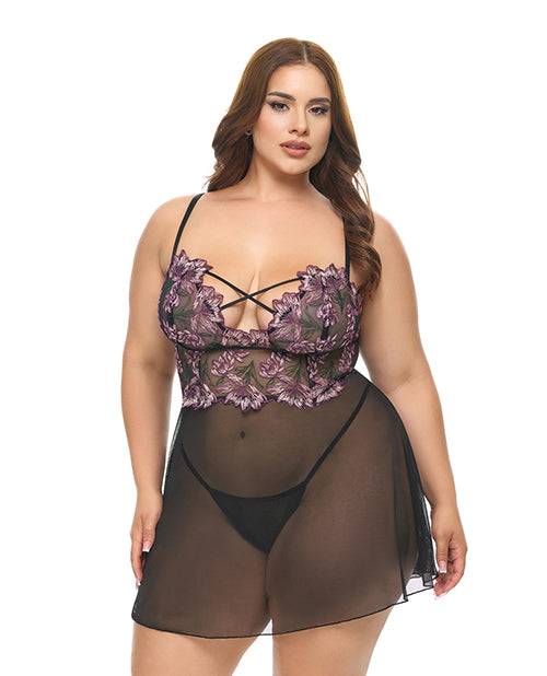 Adela Lace & Mesh Babydoll w/G-String