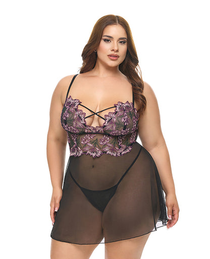 Adela Lace & Mesh Babydoll w/G-String
