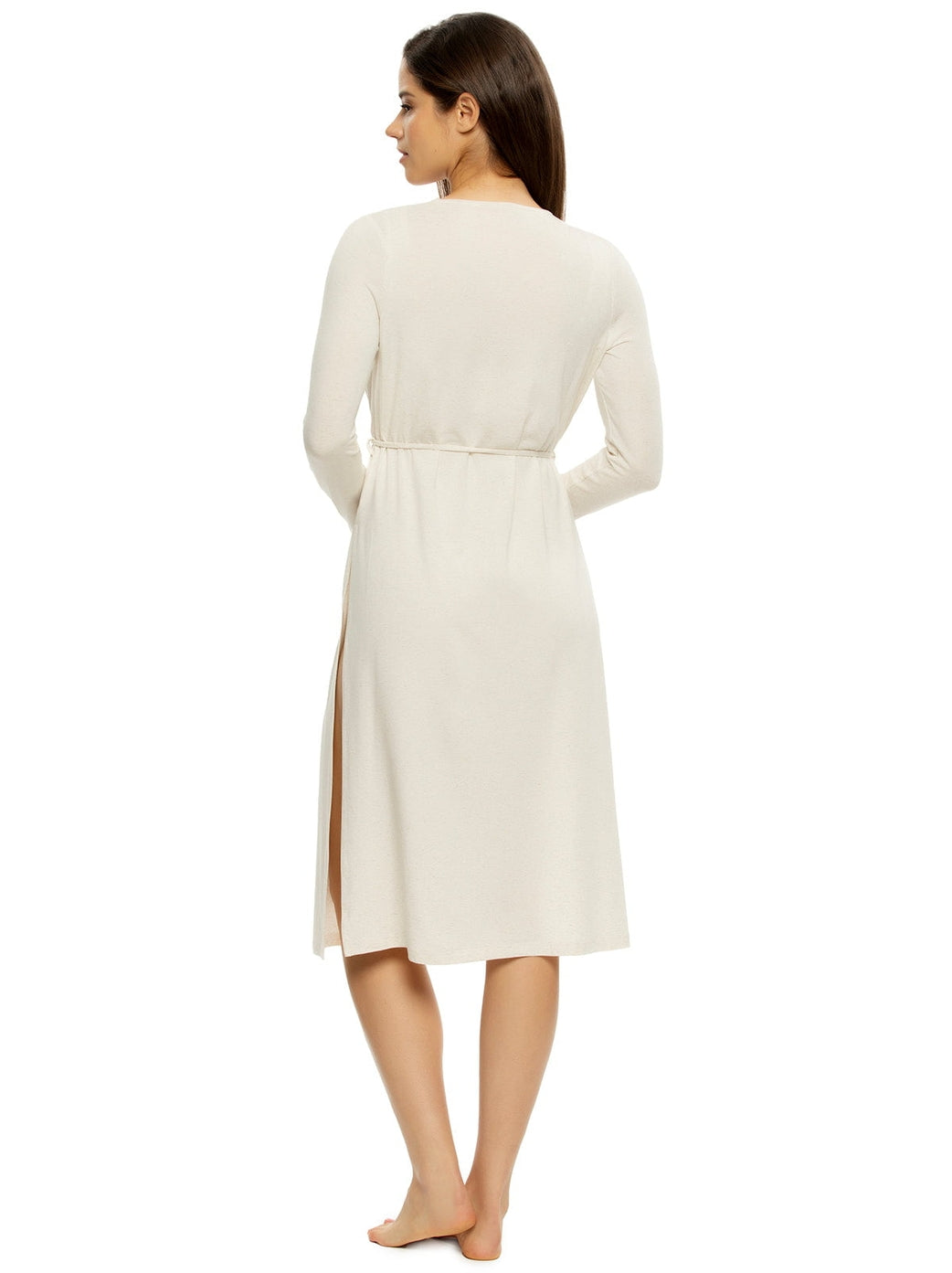 Lena Modal Linen Blend Cardigan Robe - Sand