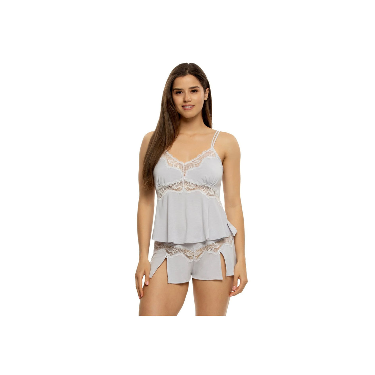 Myrna Modal & Lace Cami & Short Set - Haze