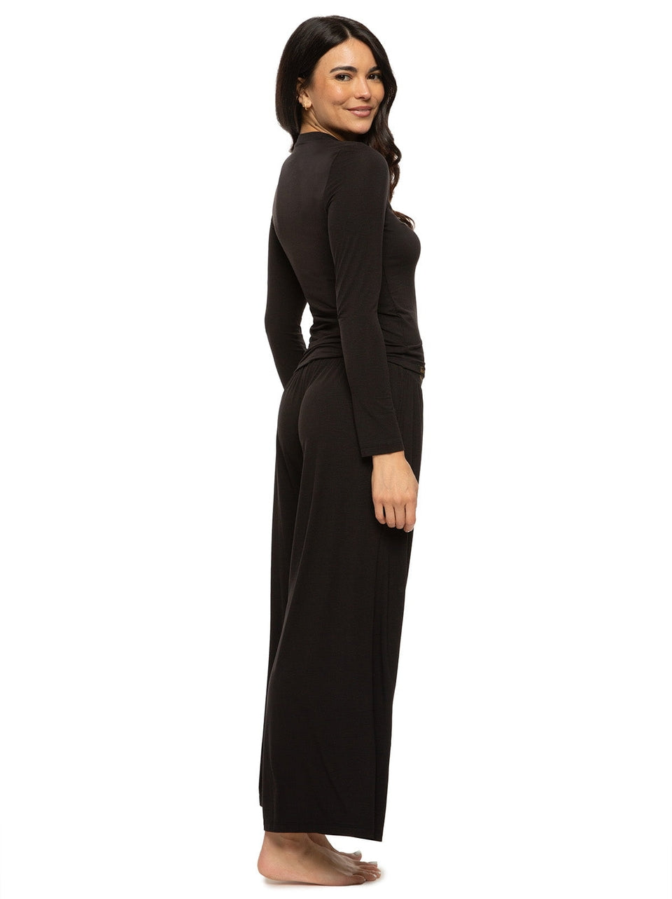 Lena Modal Linen Blend Set - Black