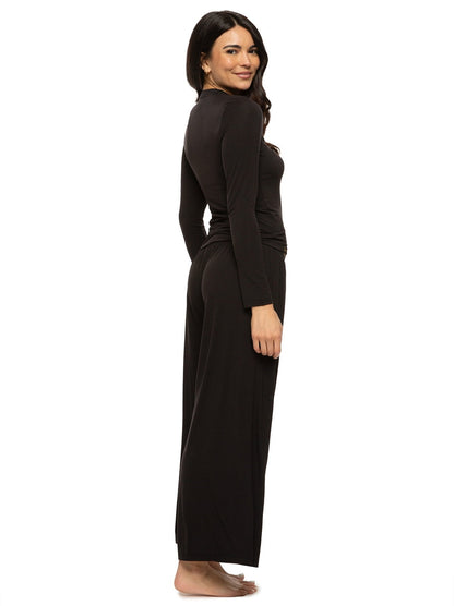 Lena Modal Linen Blend Set - Black