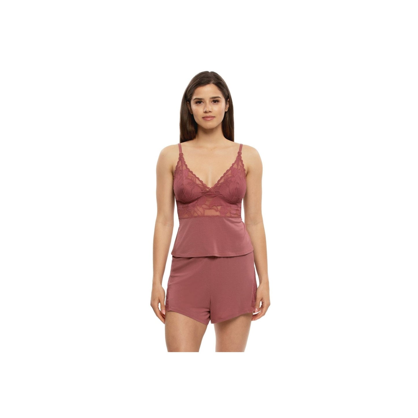 Annalisa Modal & Lace Cami/Short Set - Roan Rouge