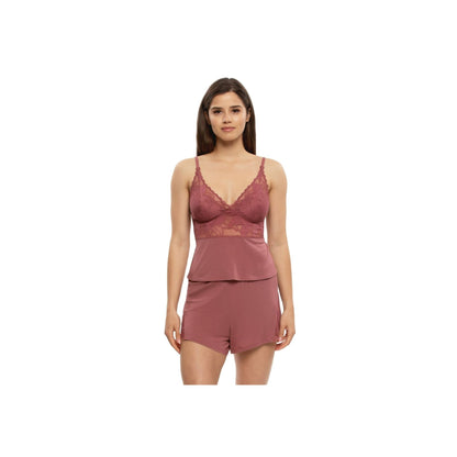Annalisa Modal & Lace Cami/Short Set - Roan Rouge