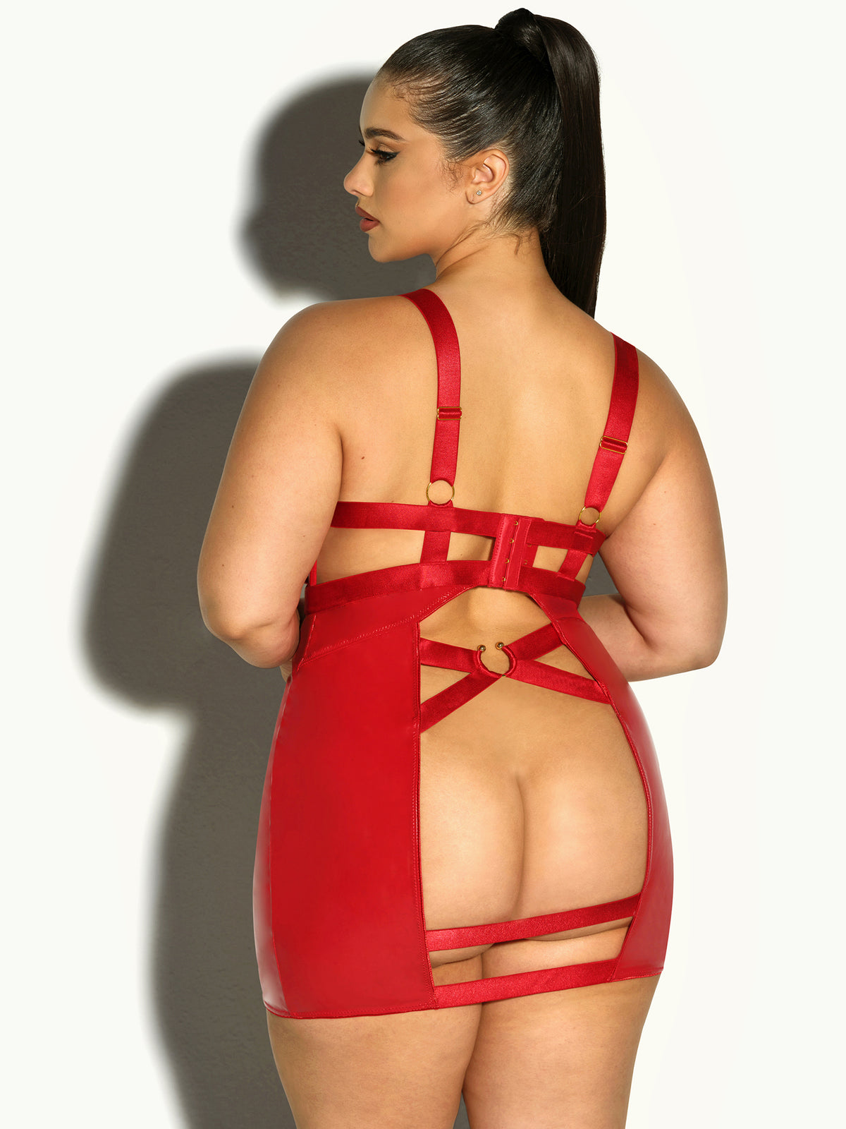 Erotic Open Cup Babydoll Dress - Red