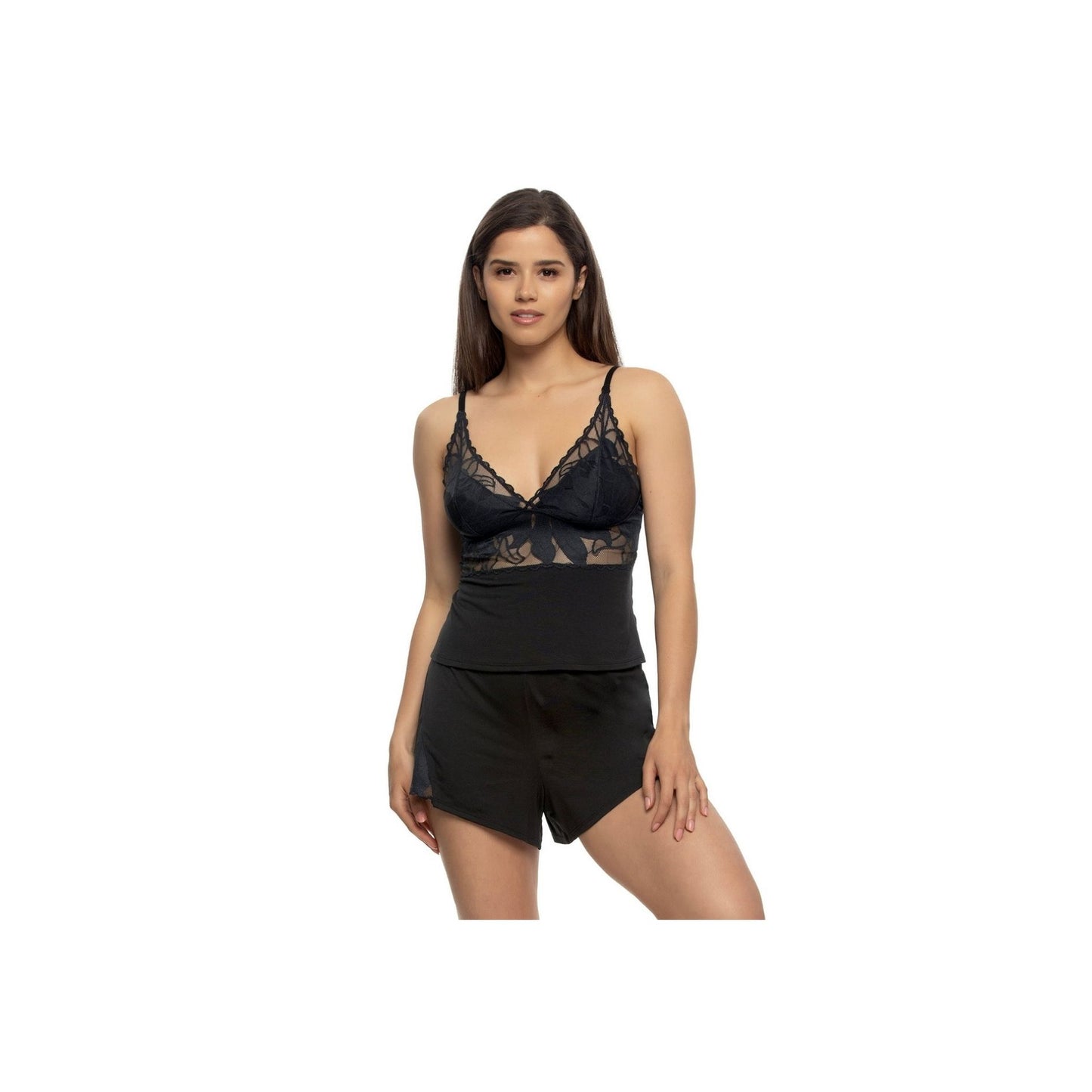 Annalisa Modal & Lace Cami/Short Set - Black