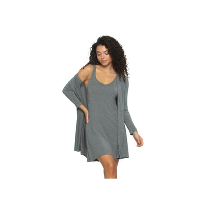 So Smooth Modal Tank Chemise & Wrap Set - Heather Gray