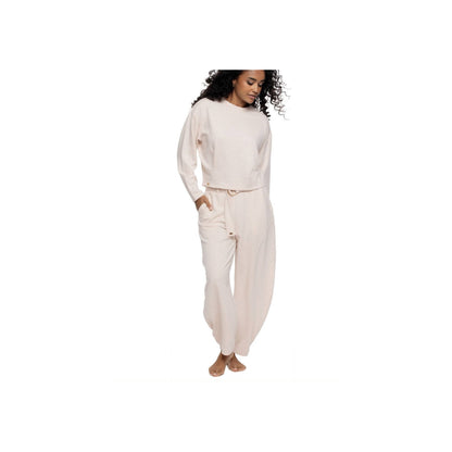 Emery Fleece Belted Barrel Pant Set - Heather Sand