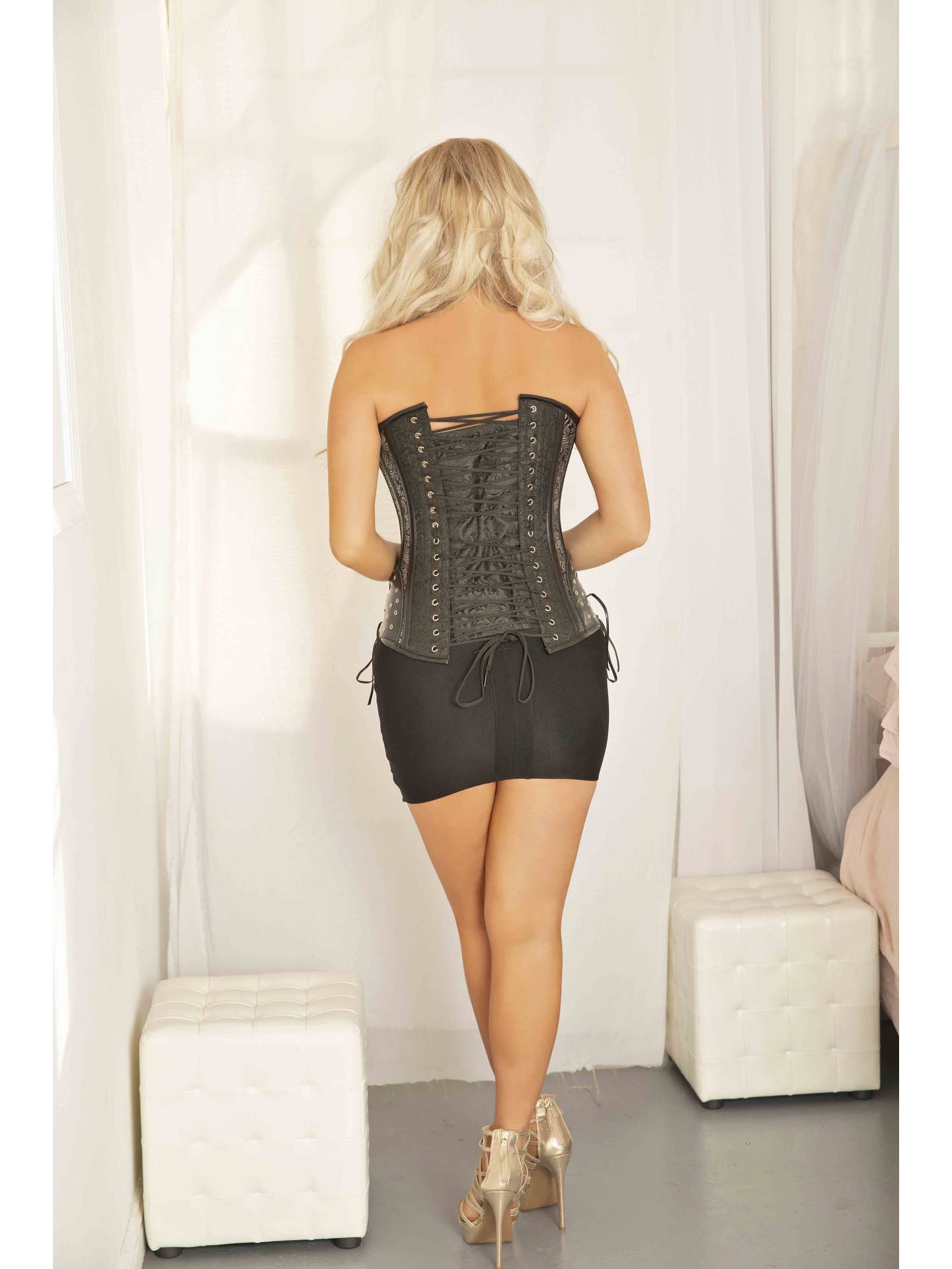 Black Pvc Goth Tapestry Front Zip w/ Buckles