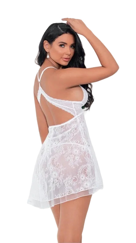 Lace Babydoll - White/Blue