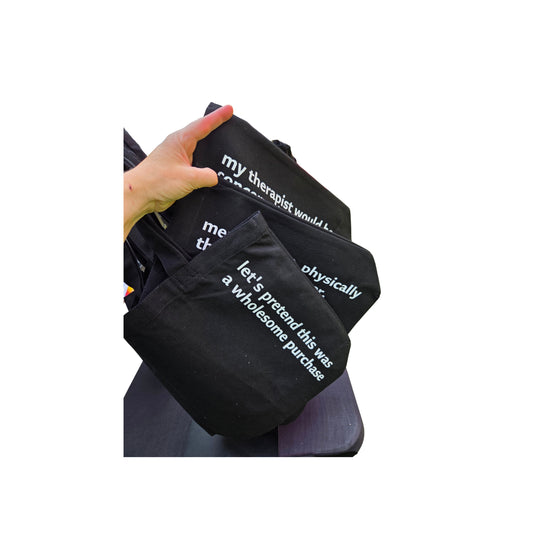 Tote Bags (12 Sayings) - Black