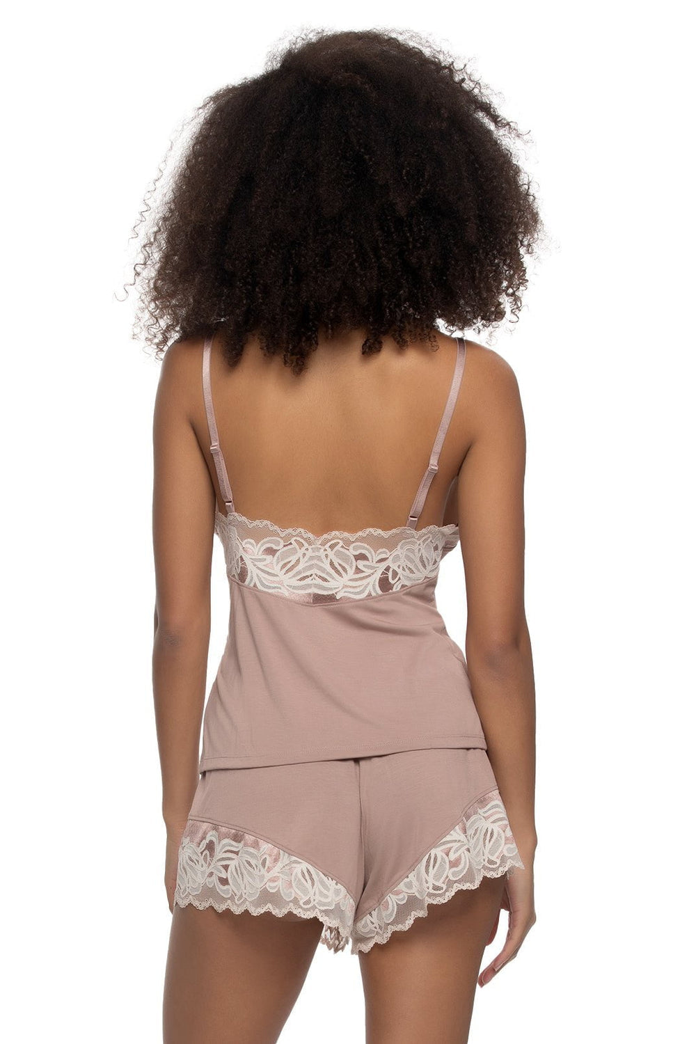 Amelie Vintage Lace Cami and Short Set - Dried Petal