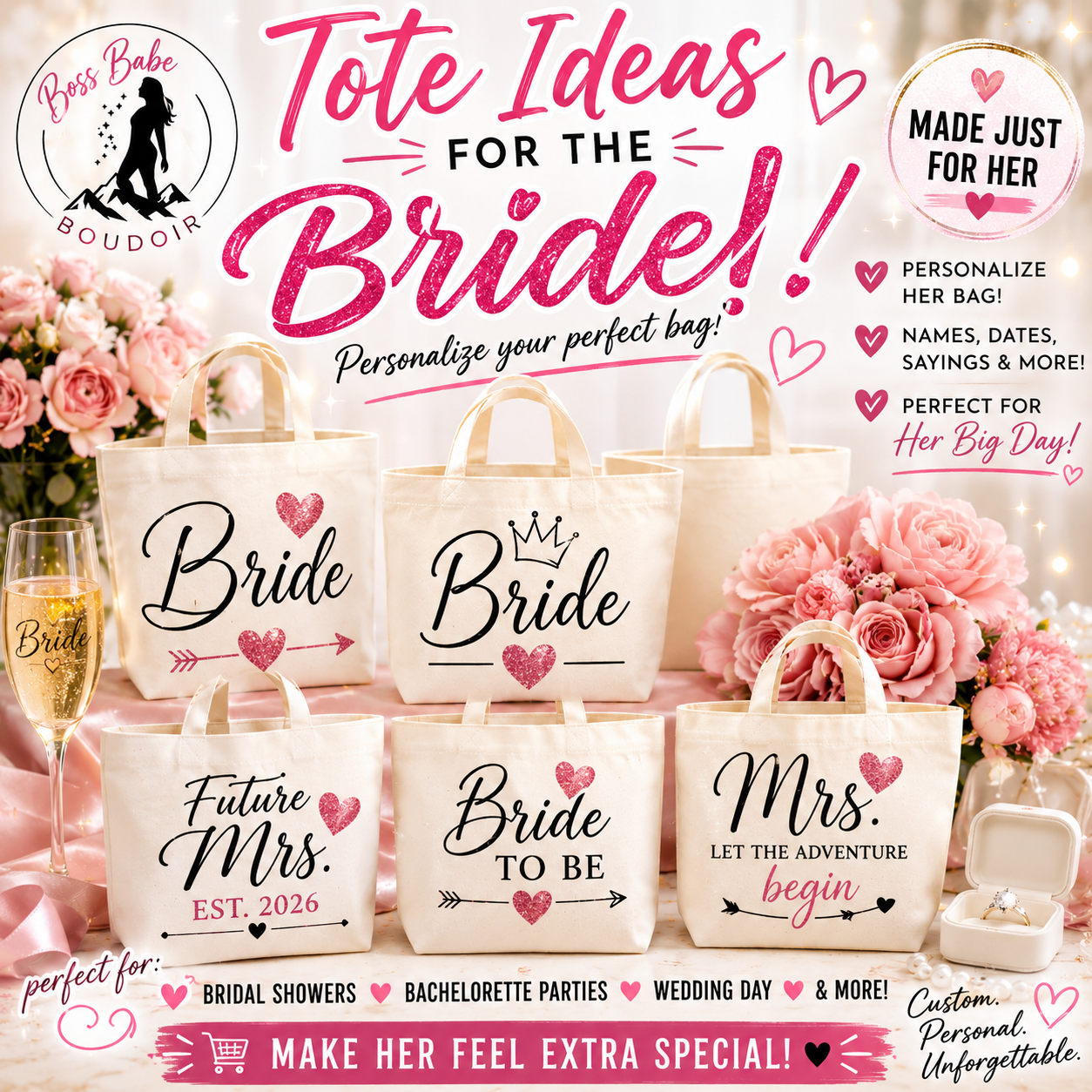 Custom Bridal & Bachelorette Tote Bags