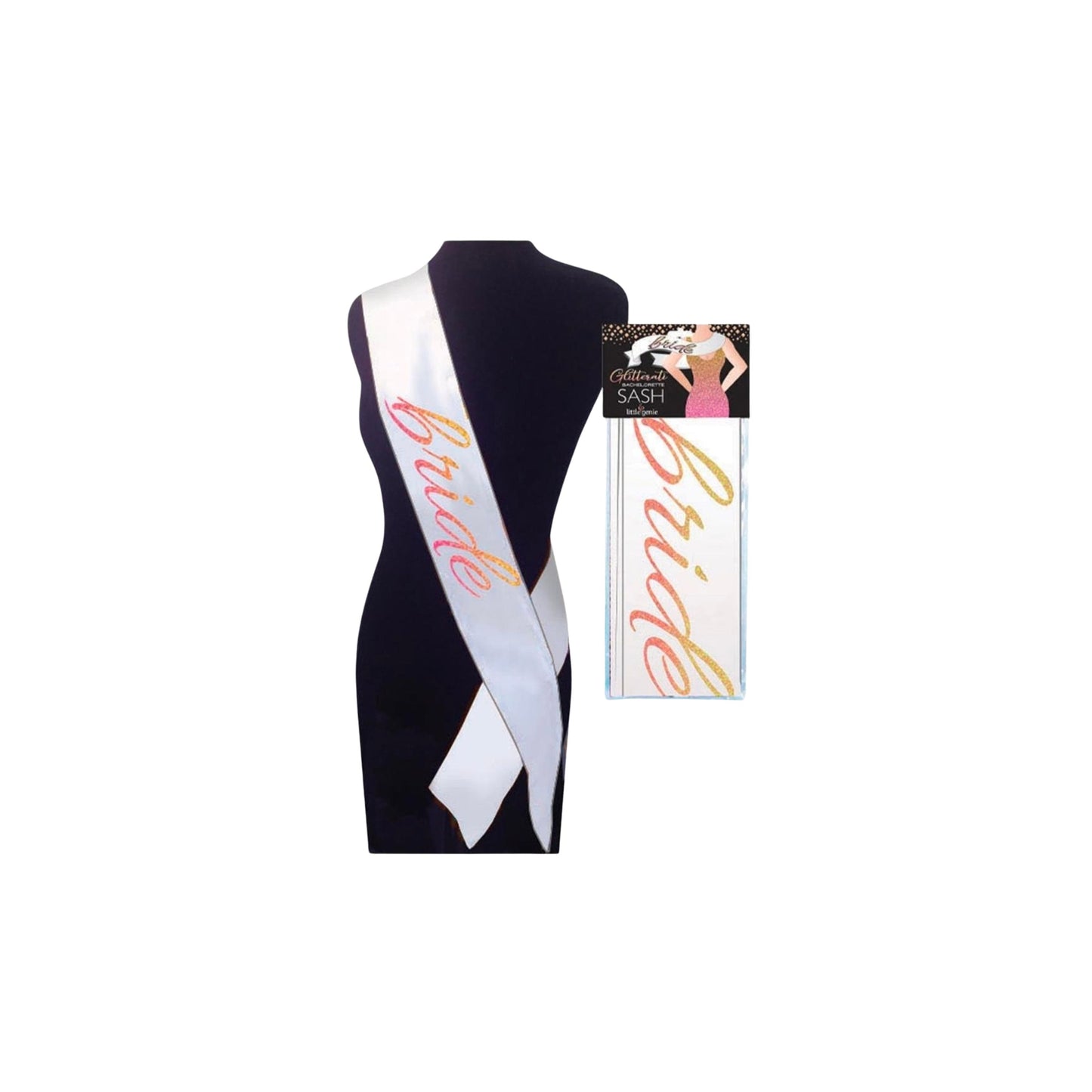 Bride Sash - White/Rose Gold