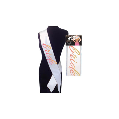 Bride Sash - White/Rose Gold