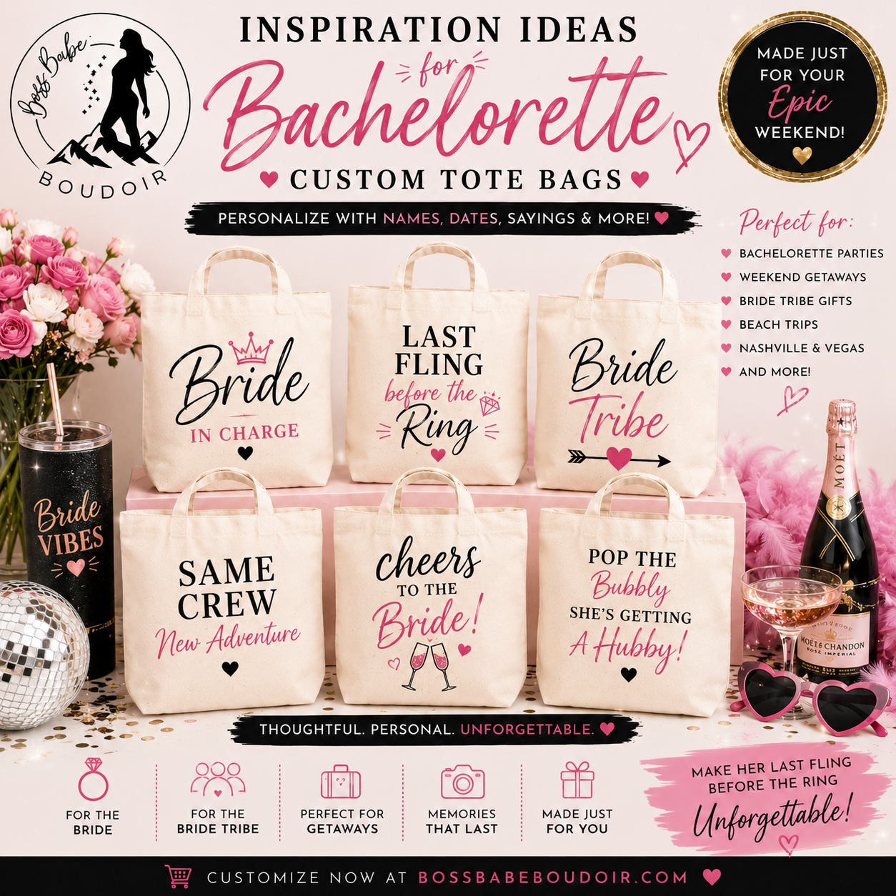 Custom Bridal & Bachelorette Tote Bags
