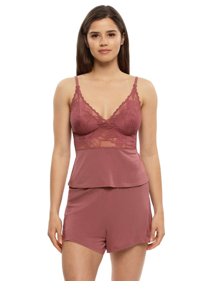 Annalisa Modal & Lace Cami/Short Set - Roan Rouge