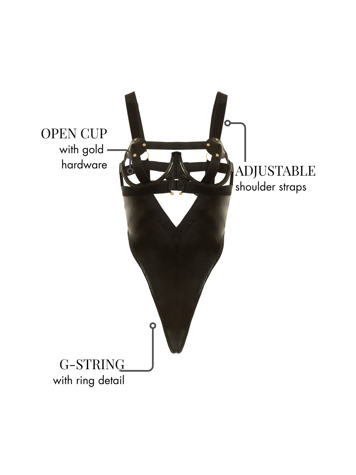 Erotic Open Cup Teddy - Black