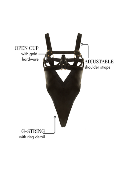 Erotic Open Cup Teddy - Black