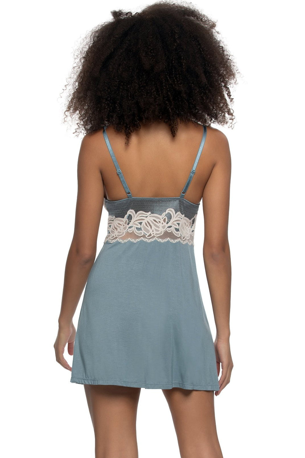 Amelie Vintage Lace Chemise - Stormy Blue