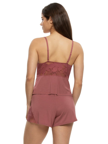 Annalisa Modal & Lace Cami/Short Set - Roan Rouge