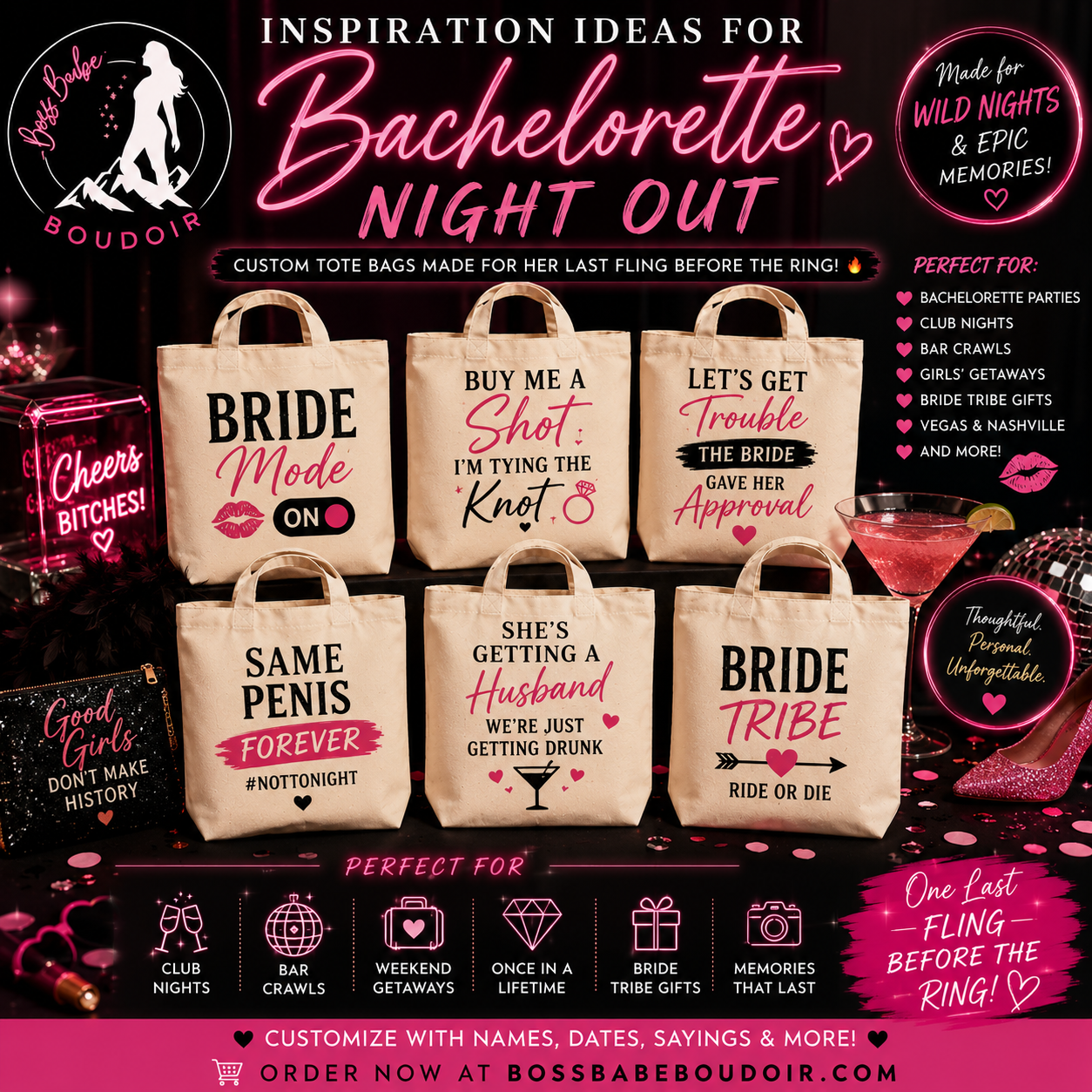 Custom Bridal & Bachelorette Tote Bags