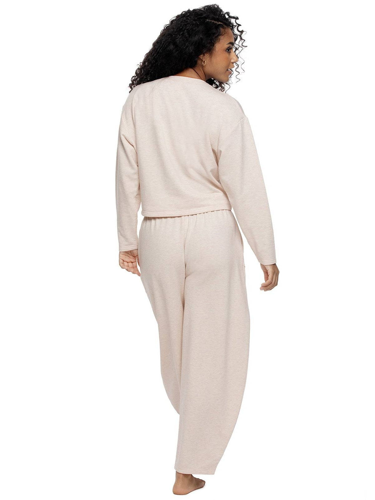 Emery Fleece Belted Barrel Pant Set - Heather Sand
