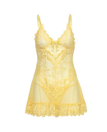 Valentine Lacey Babydoll w/G-String - Yellow
