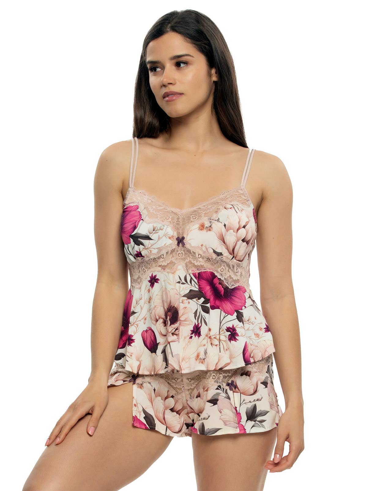Myrna Modal & Lace Cami & Short Set - Mojave Bloom