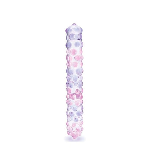 9" Purple Rose Nubby Glass Dildo