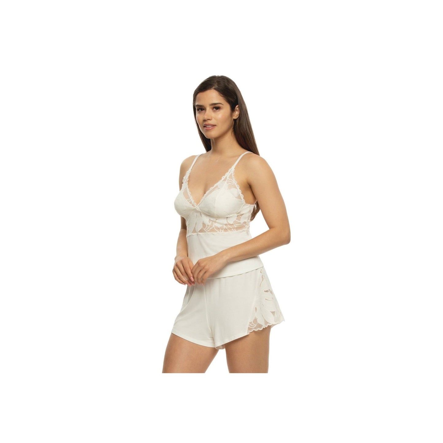 Annalisa Modal & Lace Cami/Shorts - Whisper White