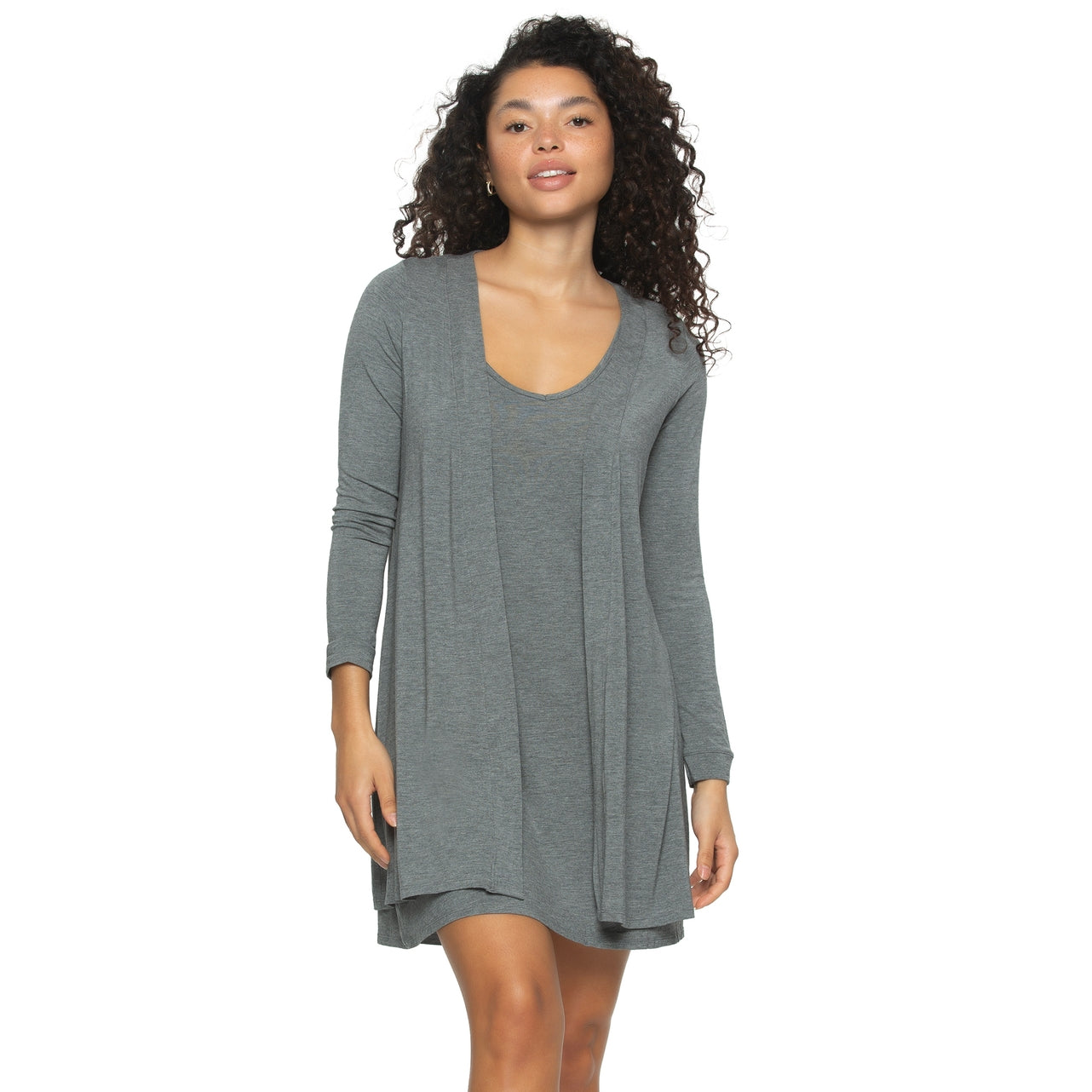So Smooth Modal Tank Chemise & Wrap Set - Heather Gray