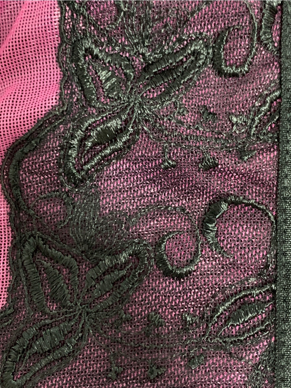 Black and Pink Bustier with Embroidery Lace
