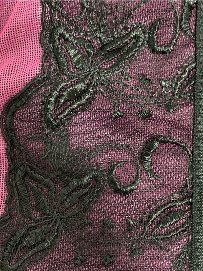 Black and Pink Bustier with Embroidery Lace
