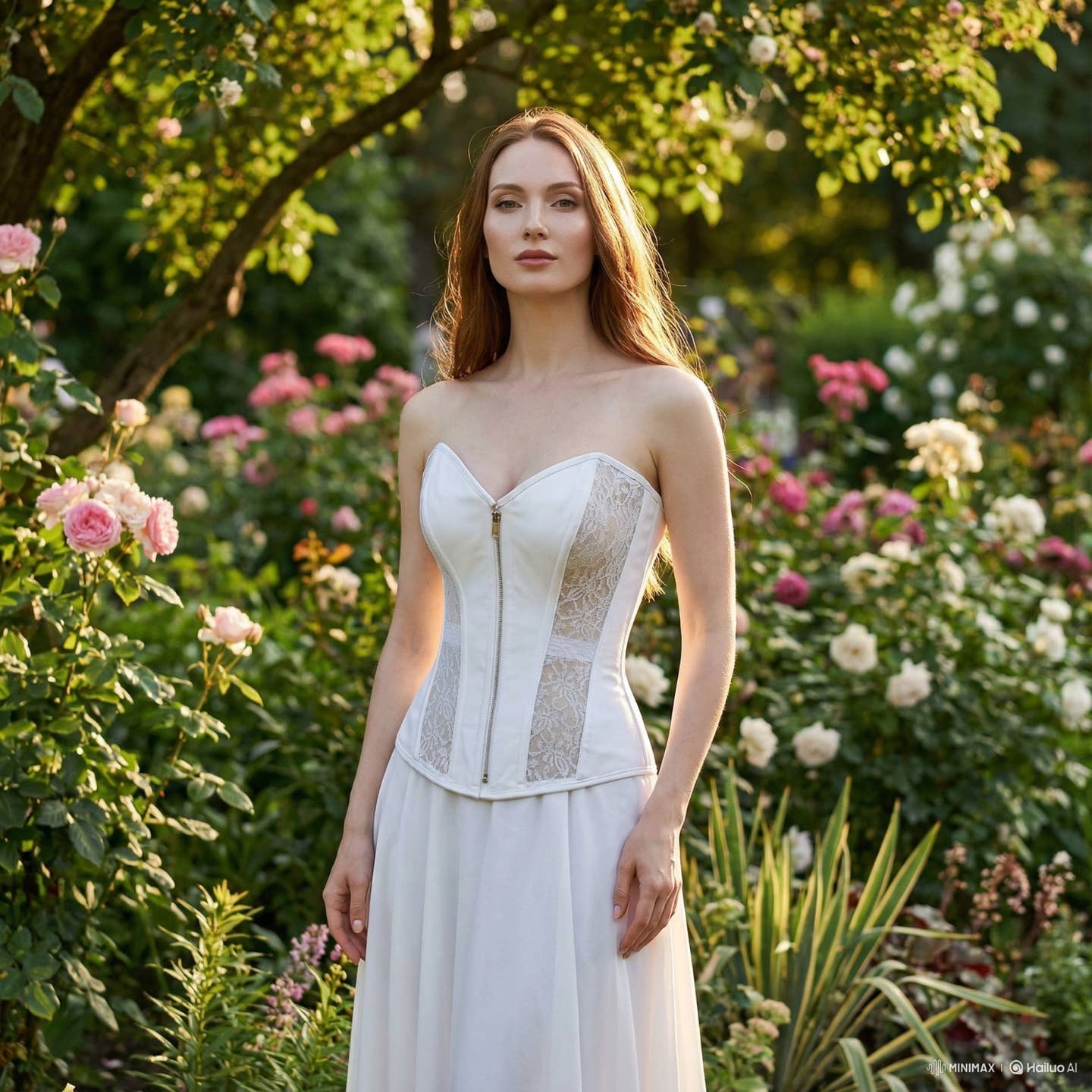 White Wire Metal Corset with Lace Inserts