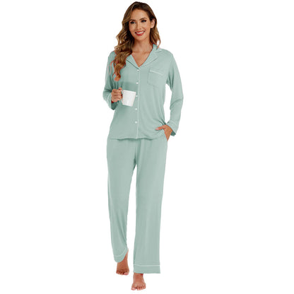 Bamboo Viscose Long-Sleeve Pajama Set - Sage Green