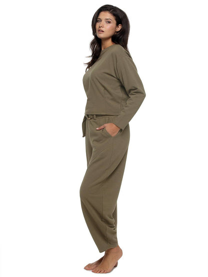 Emery Fleece Belted Barrel Pant Set - Seaturtle